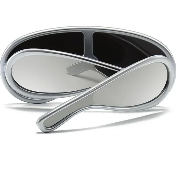 Gray Acetate oversized aviator sunglasses Loewe feat sleek design Silver Chrome - Picture 2 of 3